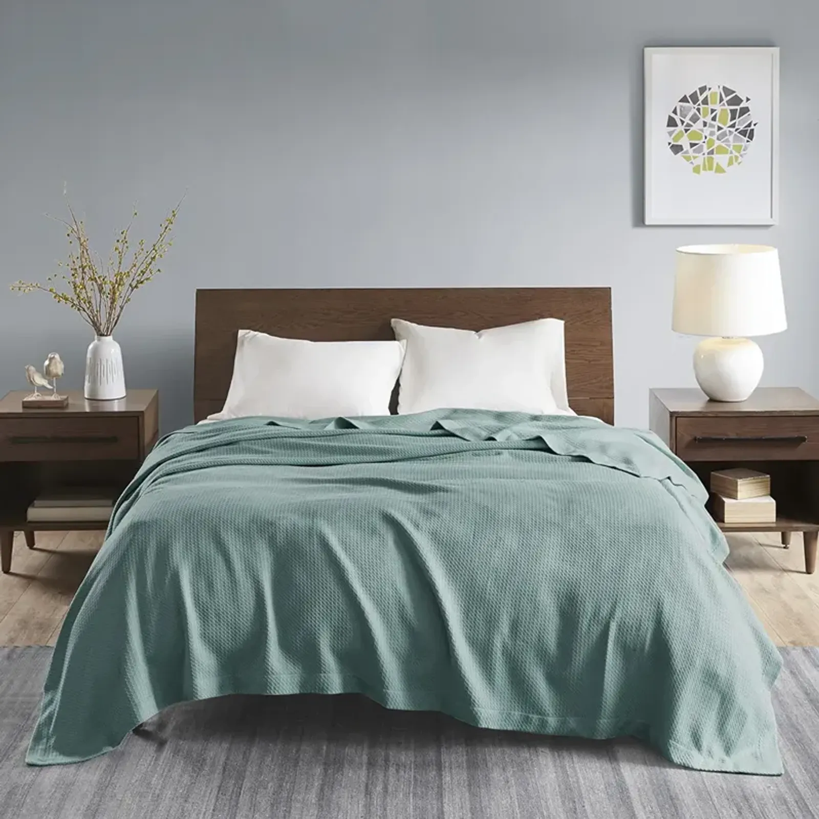 Madison Park Egyptian Cotton Teal Blanket