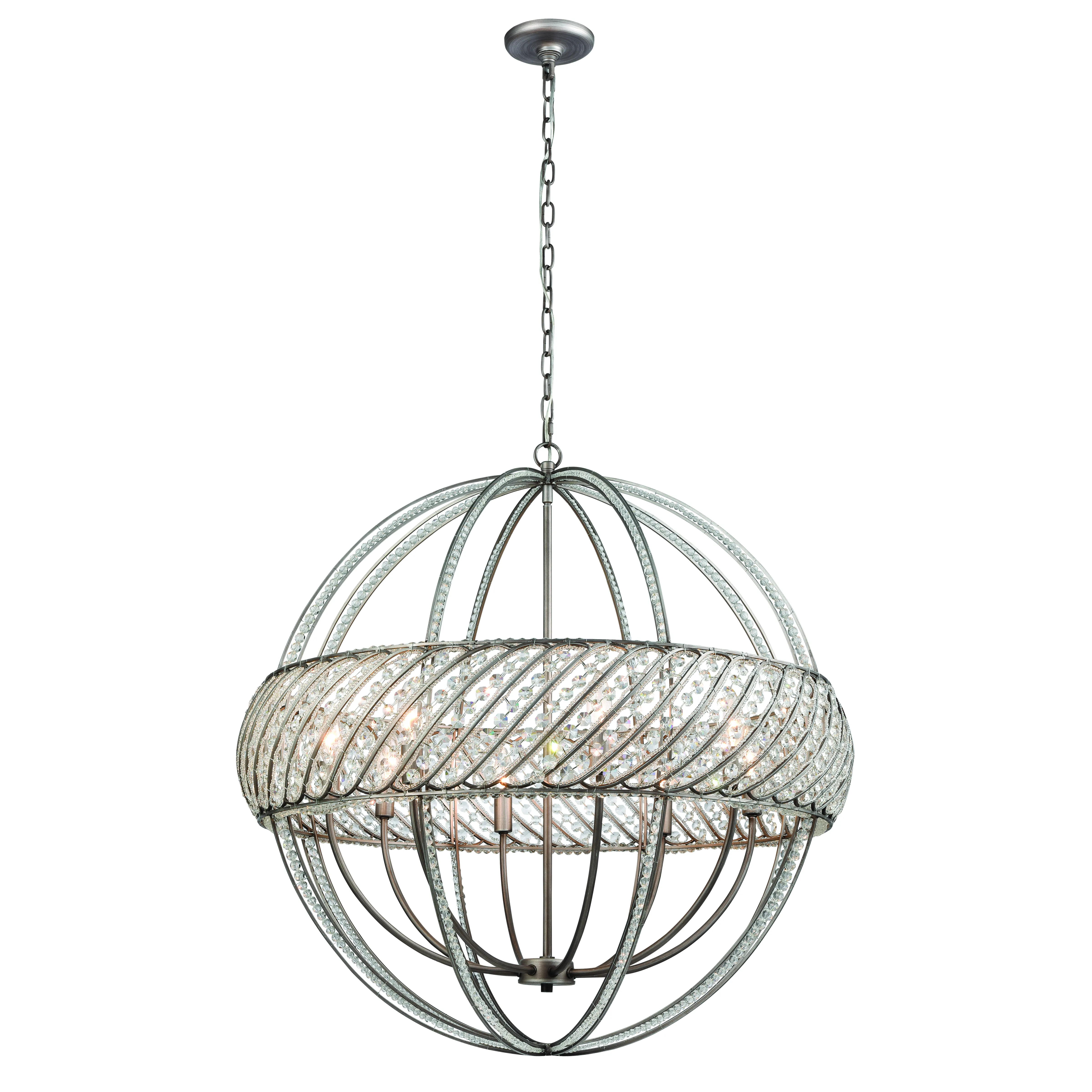 Bradington 32" Wide 8-Light Chandelier - Weathered Zinc