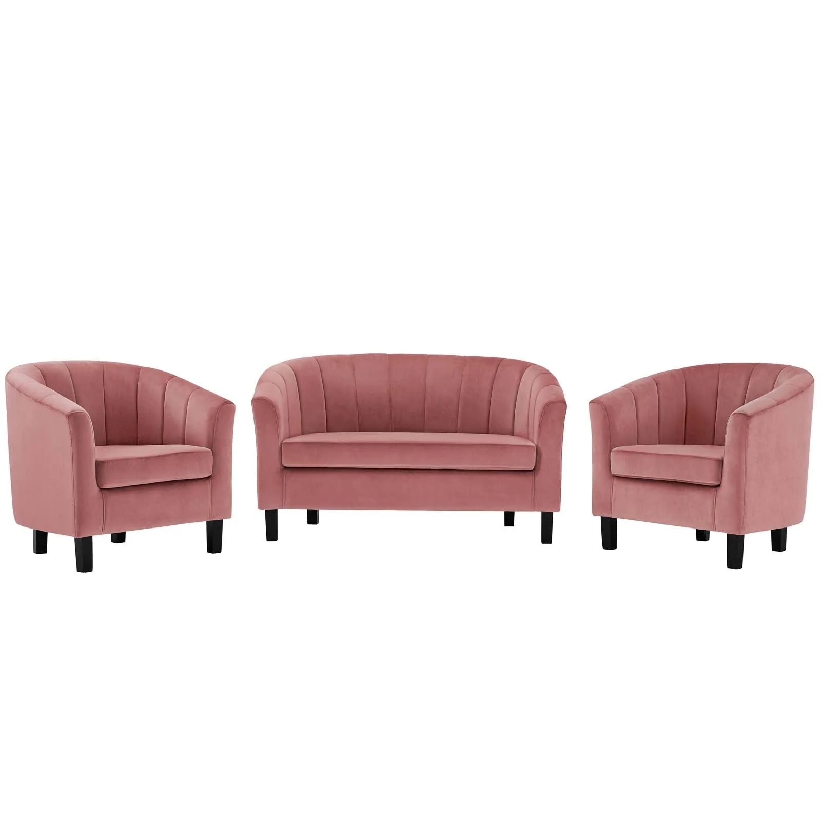 Prospect Channel Tufted 3 Piece Performance Velvet Set