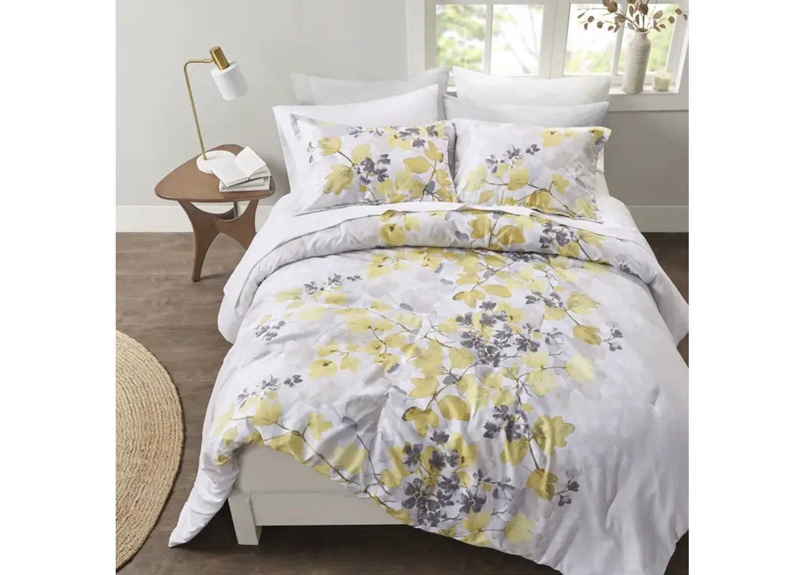 Madison Park Essentials Alexis Yellow Comforter Set with Bed Sheets