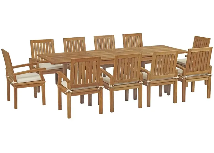 Marina 11 Piece Outdoor Patio Teak Dining Set