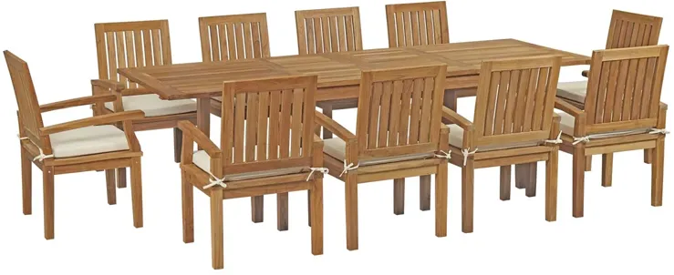 Marina 11 Piece Outdoor Patio Teak Dining Set