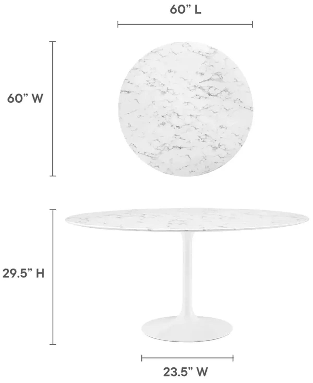 Lippa 60" Round Artificial Marble Dining Table