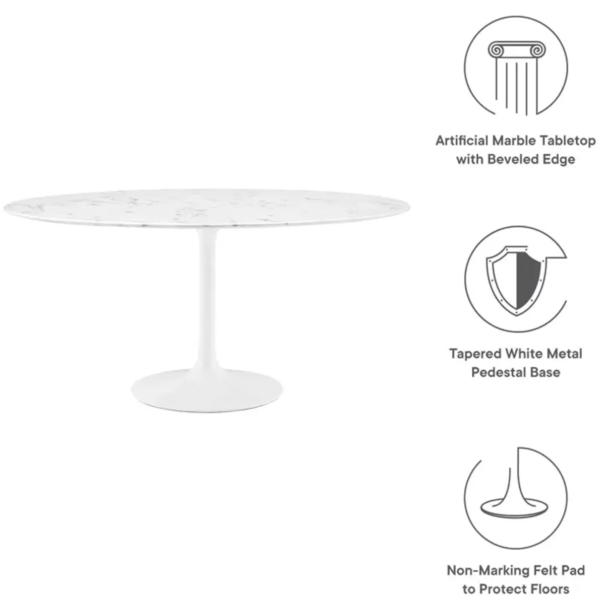 Lippa 60" Round Artificial Marble Dining Table