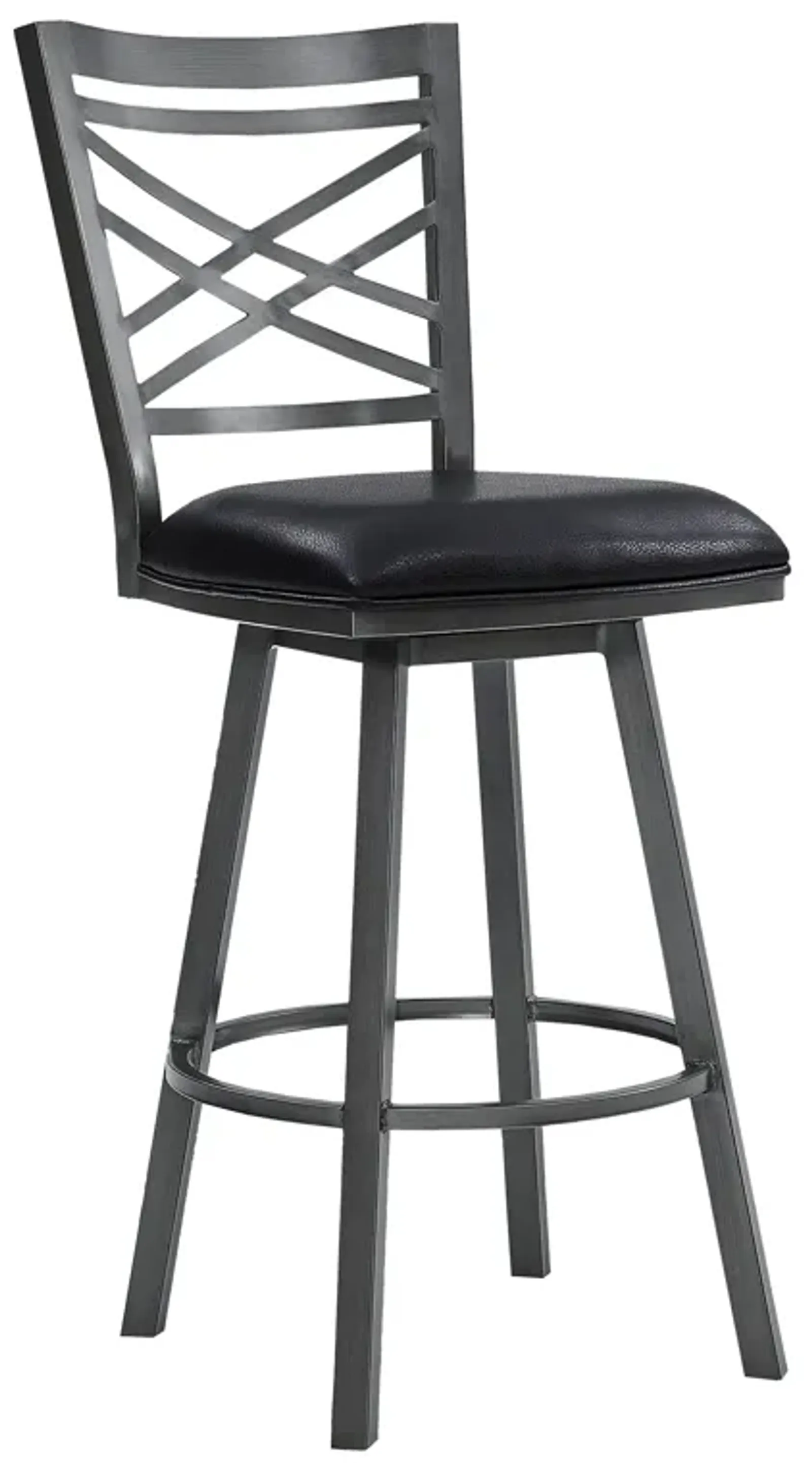 Fargo 30" Counter Height Metal Barstool in Mineral Finish with Black Faux Leather