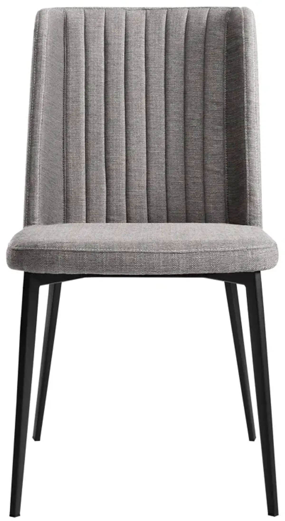 Maine Contemporary Dining Chair in Matte Black Finish and Gray Fabric - Set of 2 