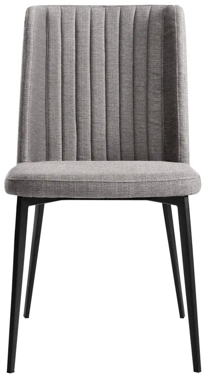 Maine Contemporary Dining Chair in Matte Black Finish and Gray Fabric - Set of 2 