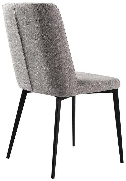 Maine Contemporary Dining Chair in Matte Black Finish and Gray Fabric - Set of 2 