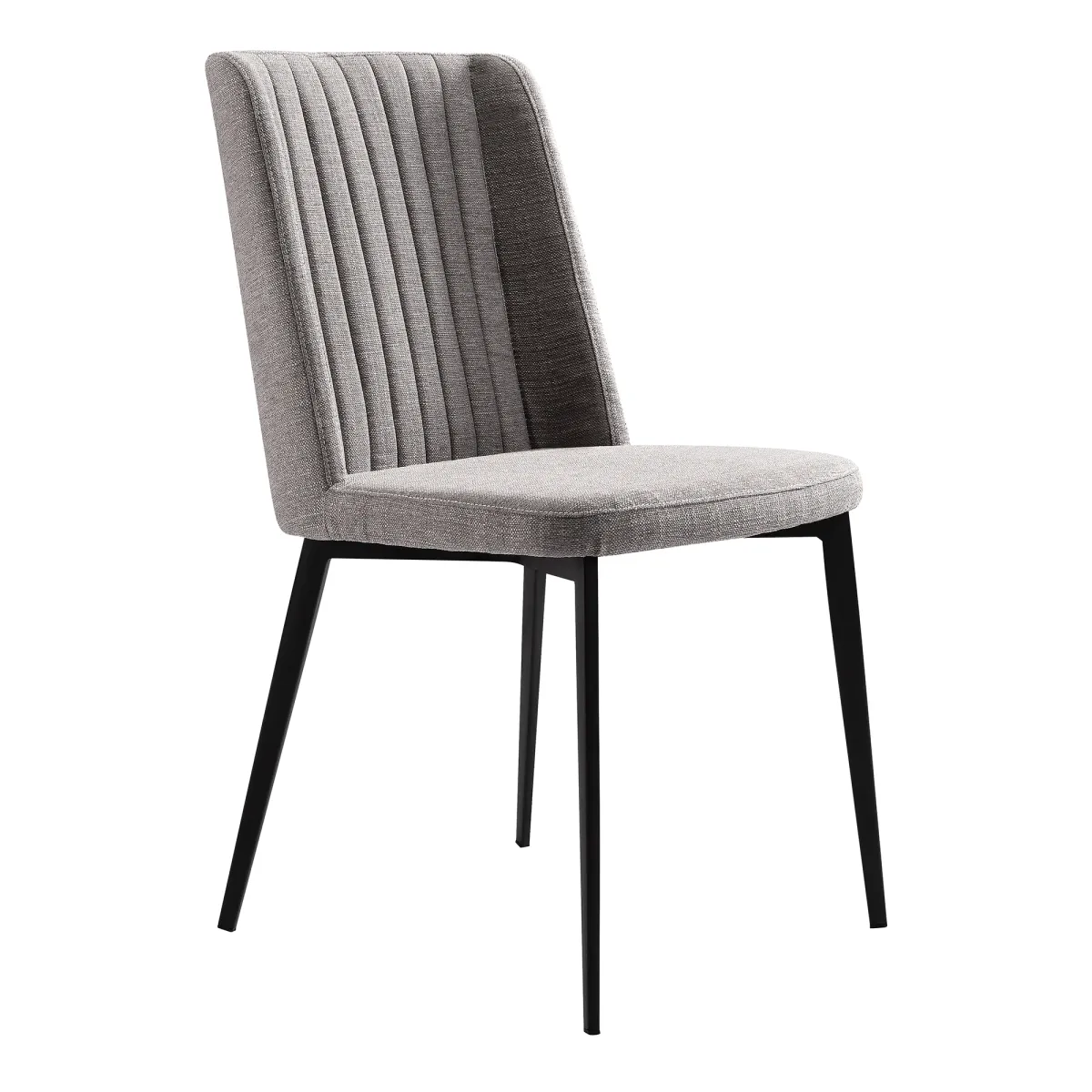 Maine Contemporary Dining Chair in Matte Black Finish and Gray Fabric - Set of 2 