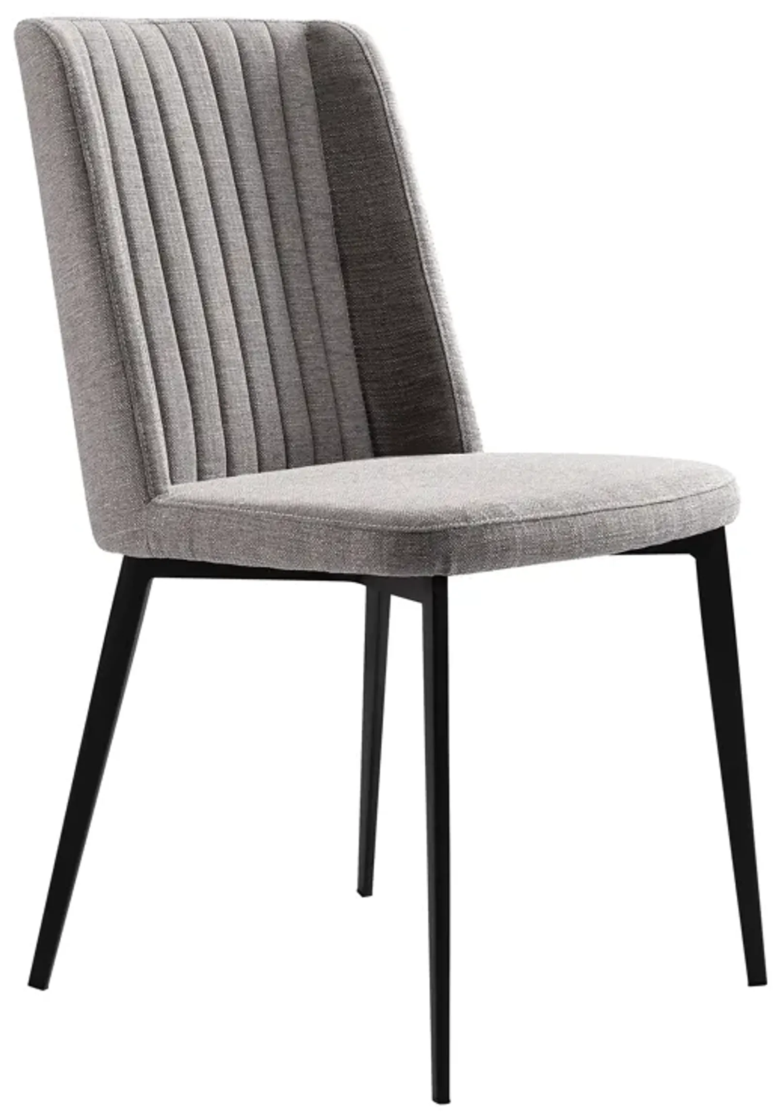 Maine Contemporary Dining Chair in Matte Black Finish and Gray Fabric - Set of 2 