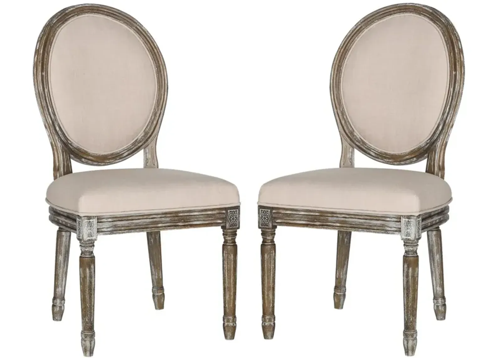 HOLLOWAY 19''H FRENCH BRASSERIE LINEN OVAL SIDE CHAIR - Set of 2