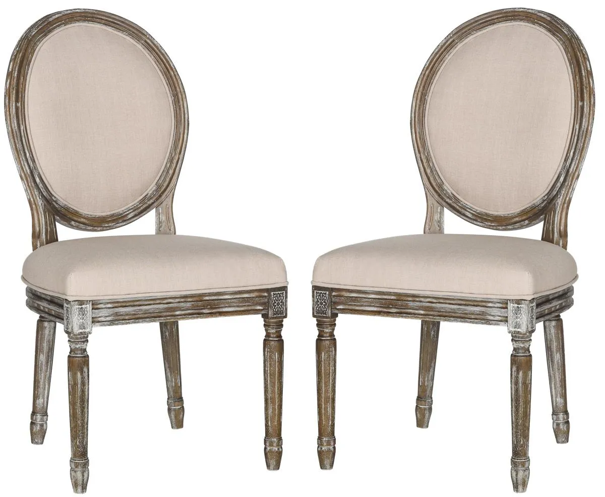 HOLLOWAY 19''H FRENCH BRASSERIE LINEN OVAL SIDE CHAIR - Set of 2