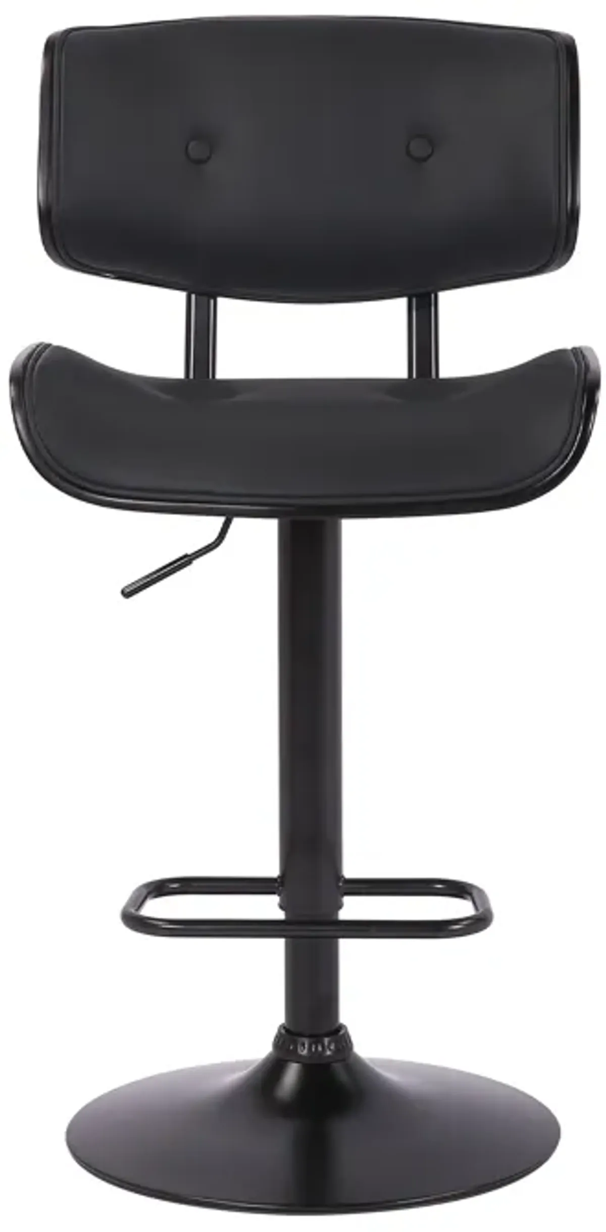 Brooklyn Adjustable Swivel Black Faux Leather and Black Wood Bar Stool with Black Base