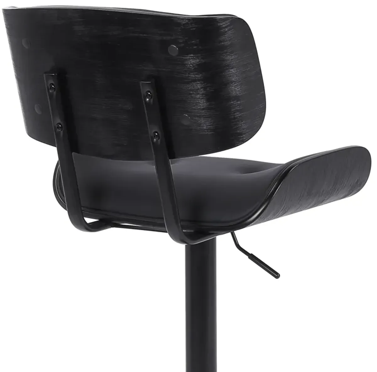 Brooklyn Adjustable Swivel Black Faux Leather and Black Wood Bar Stool with Black Base