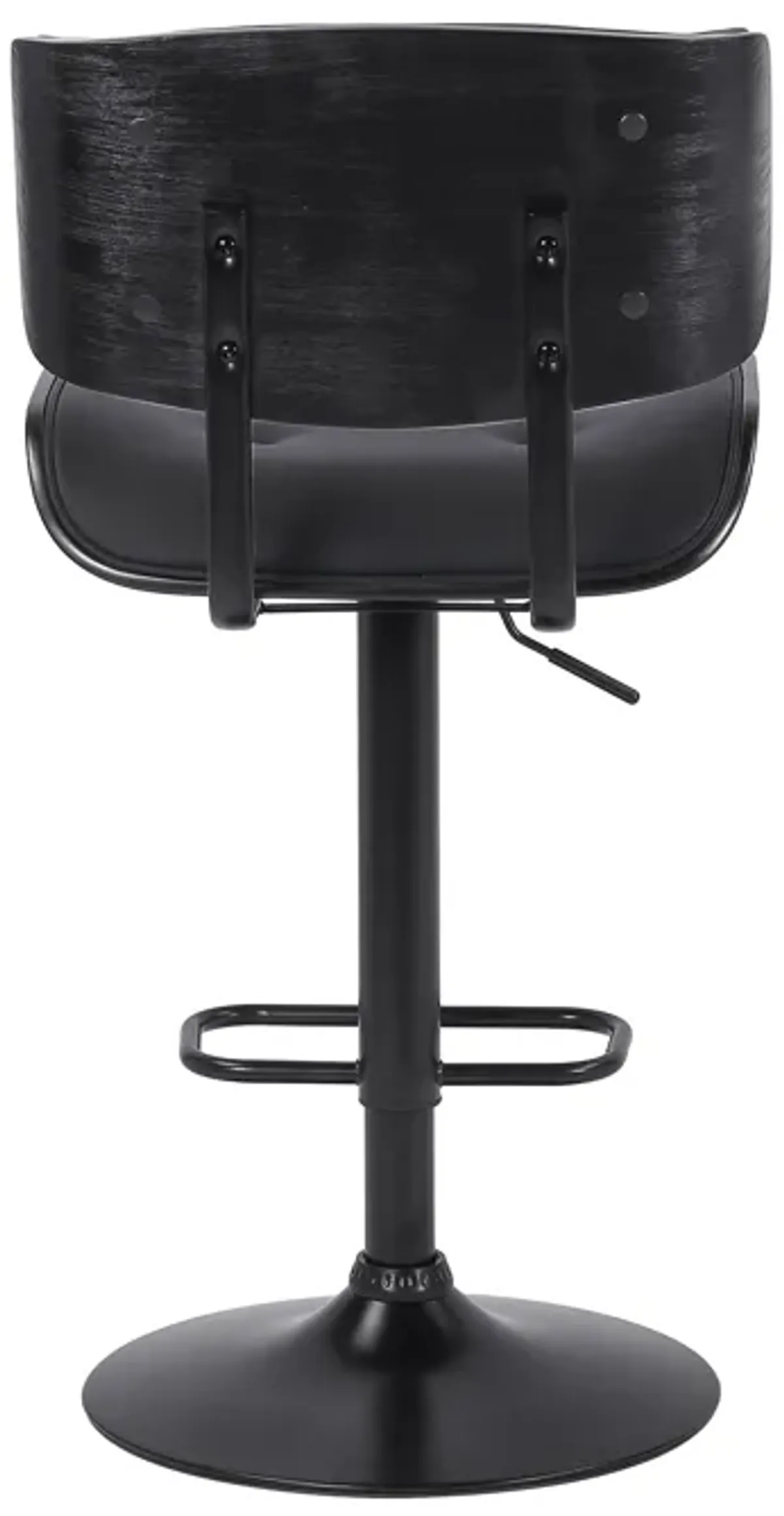 Brooklyn Adjustable Swivel Black Faux Leather and Black Wood Bar Stool with Black Base