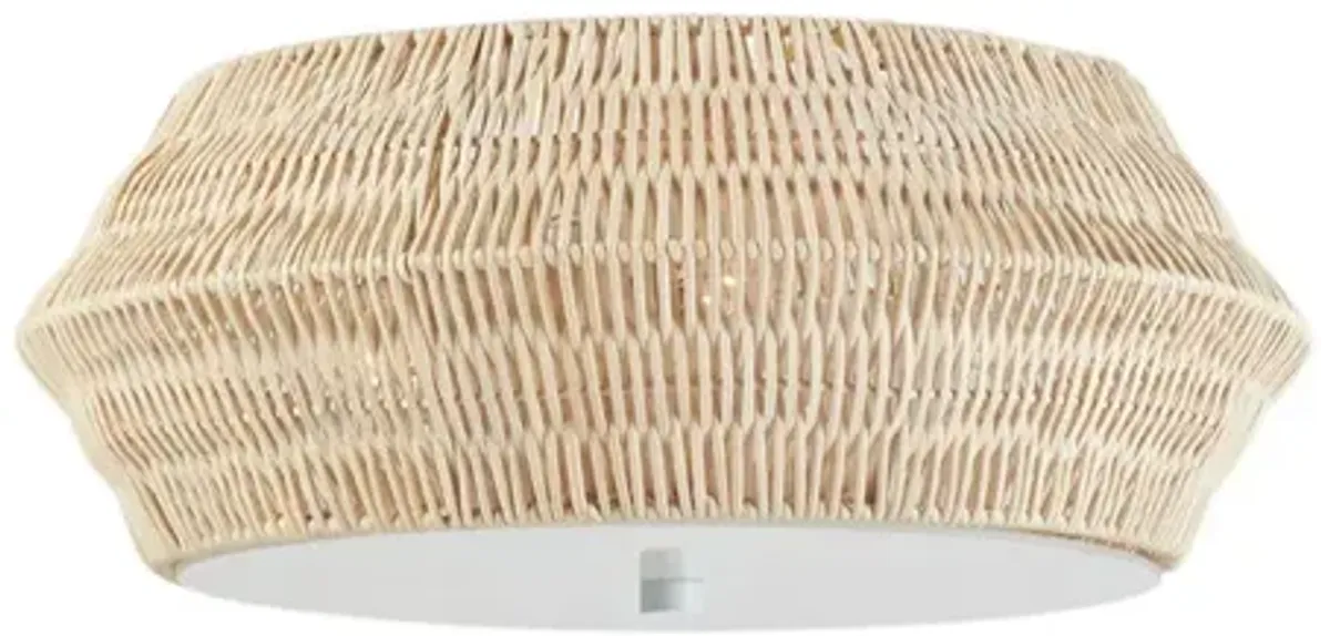 INK+IVY Mililani Natural Boho Bamboo Flush Mount Ceiling Light