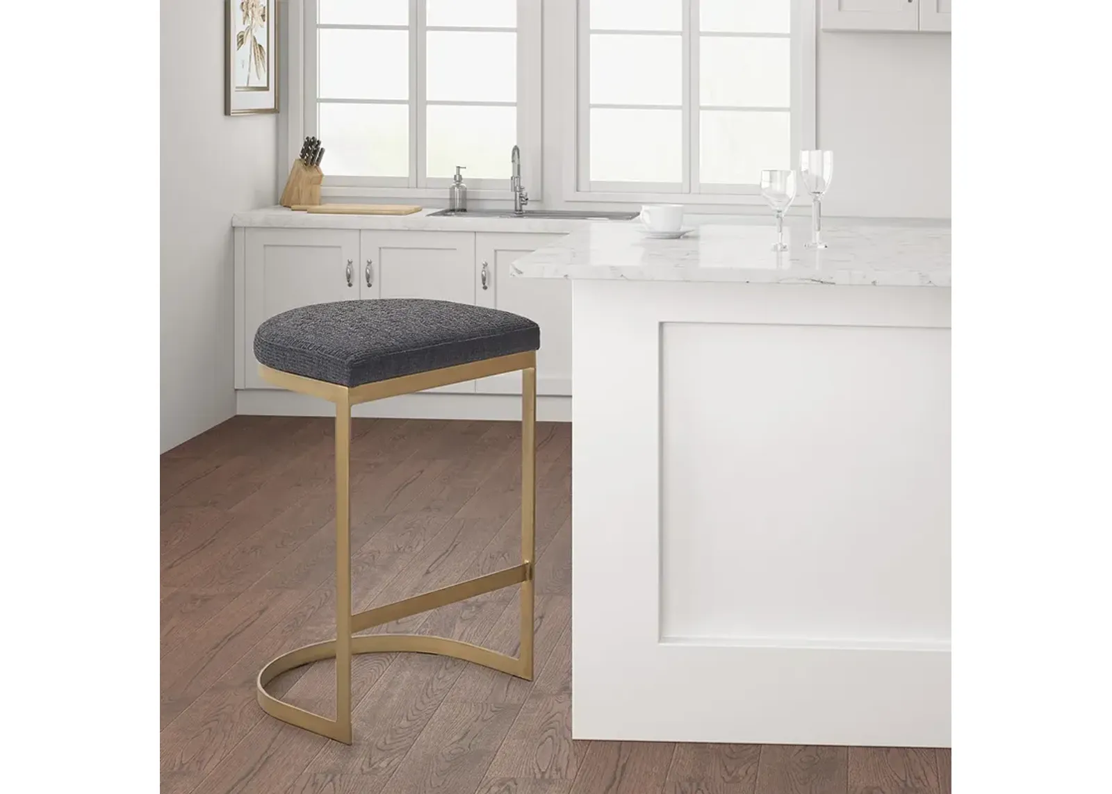 Madison Park Maison Charcoal/Antique Gold Counter Stool