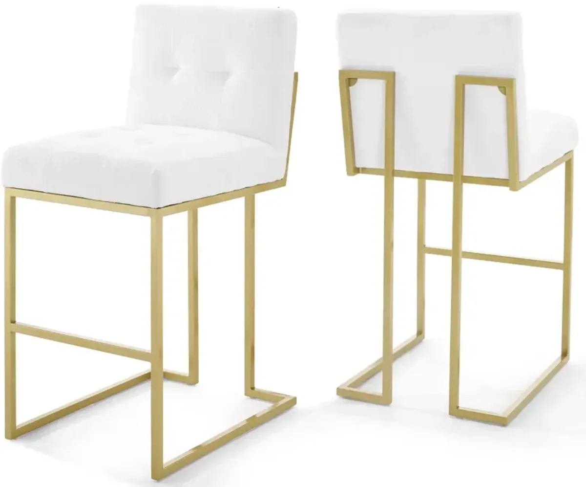 Privy Gold Stainless Steel Performance Velvet Bar Stool Set of 2