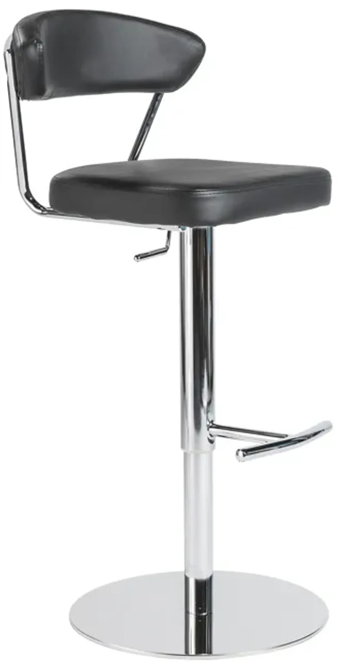 Draco Adjustable Swivel Bar/Counter Stool in Black with Chrome Base