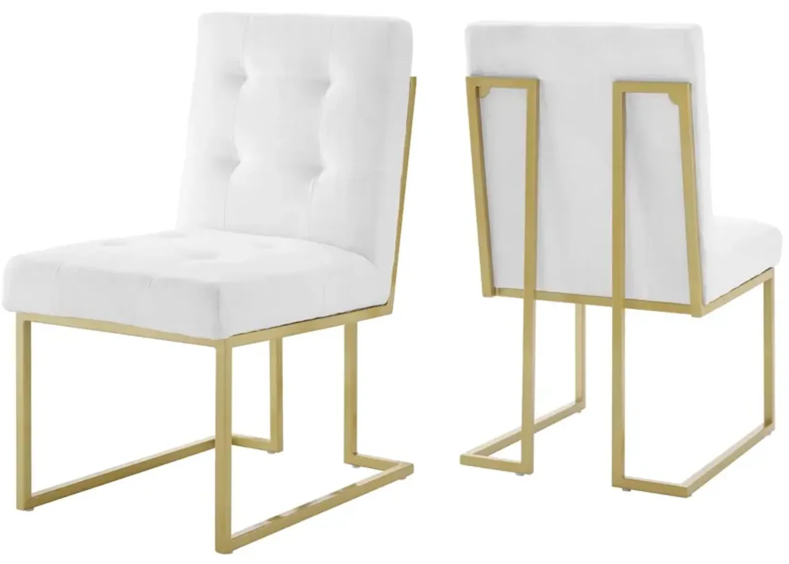 Privy Gold Stainless Steel Upholstered Fabric Dining Accent Chair Set of 2