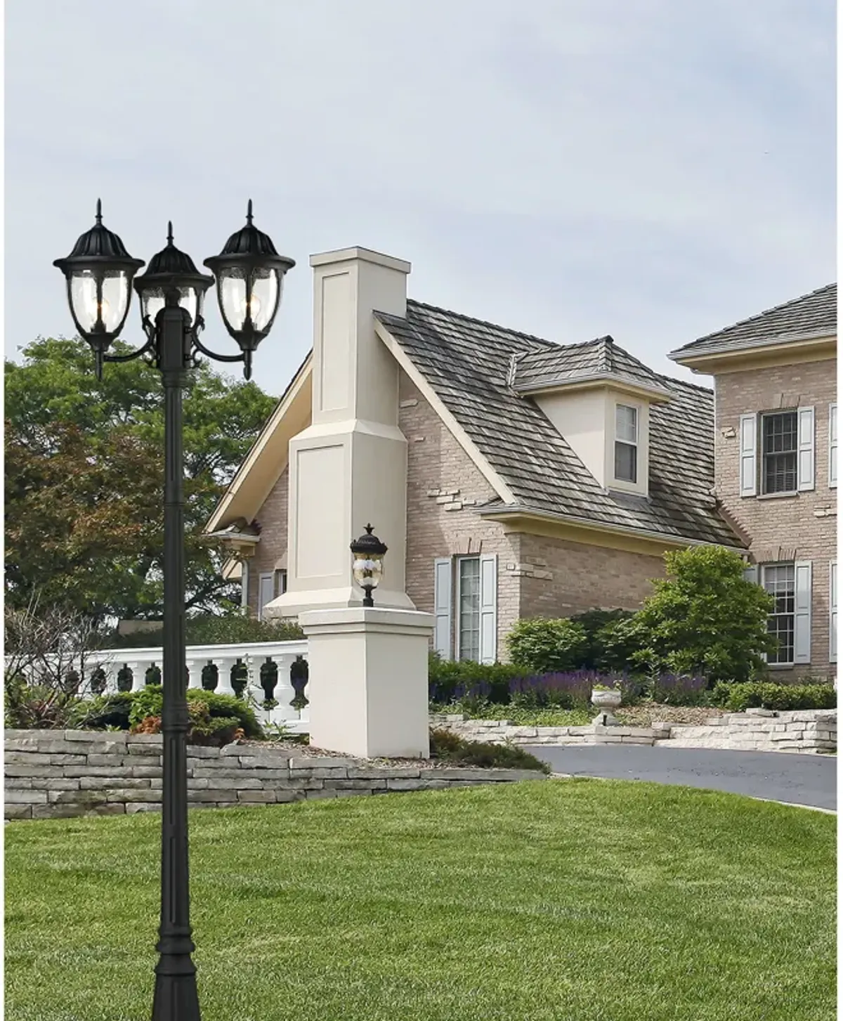 Central Square 91" High 3-Light Outdoor Post Light - Textured Matte Black