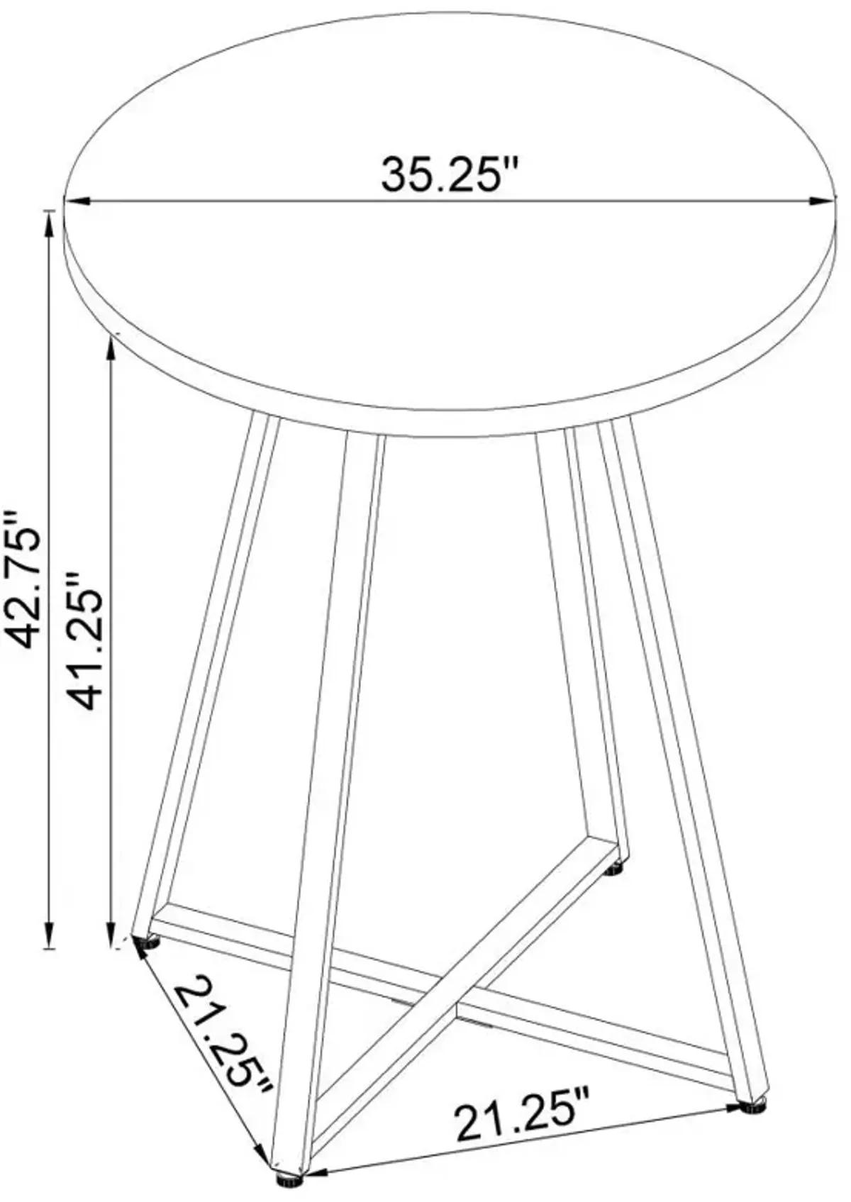 Burkhart Sled Base Round Bar Table Brown Oak and Chrome