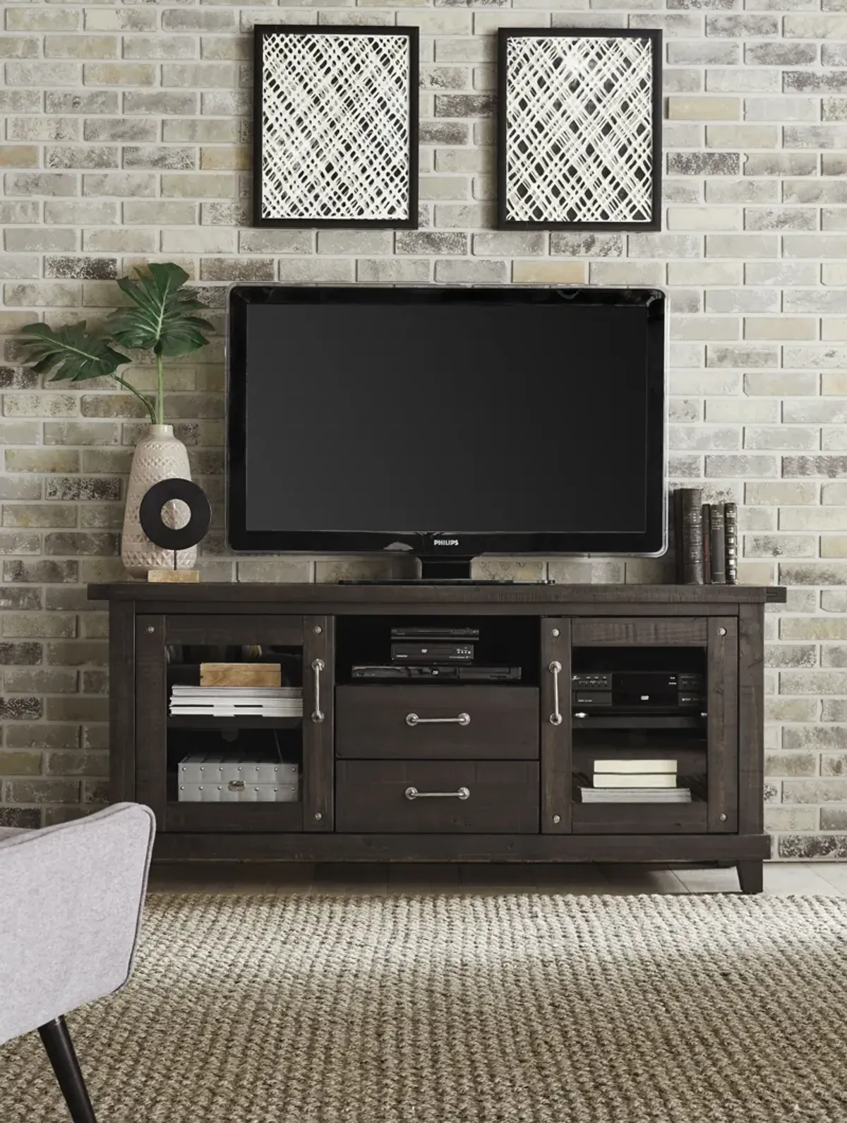 Yosemite Solid Wood Two Drawer Media Console in Cafe