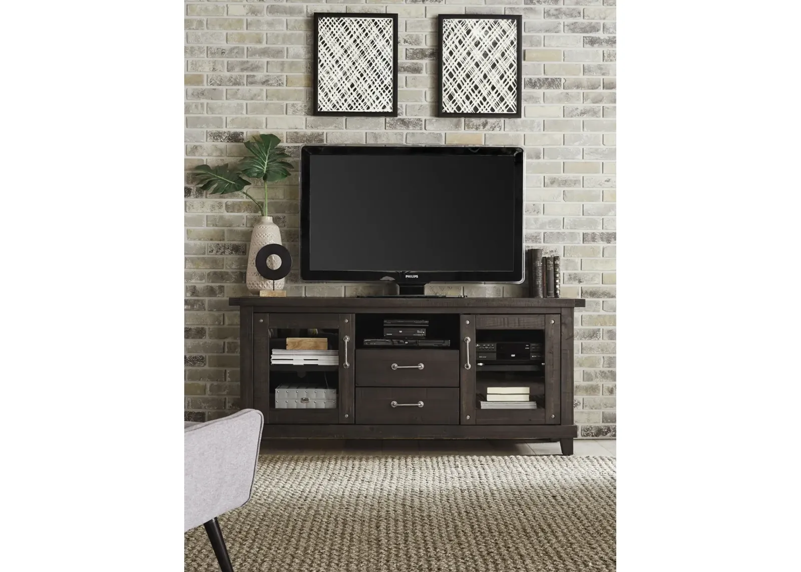 Yosemite Solid Wood Two Drawer Media Console in Cafe