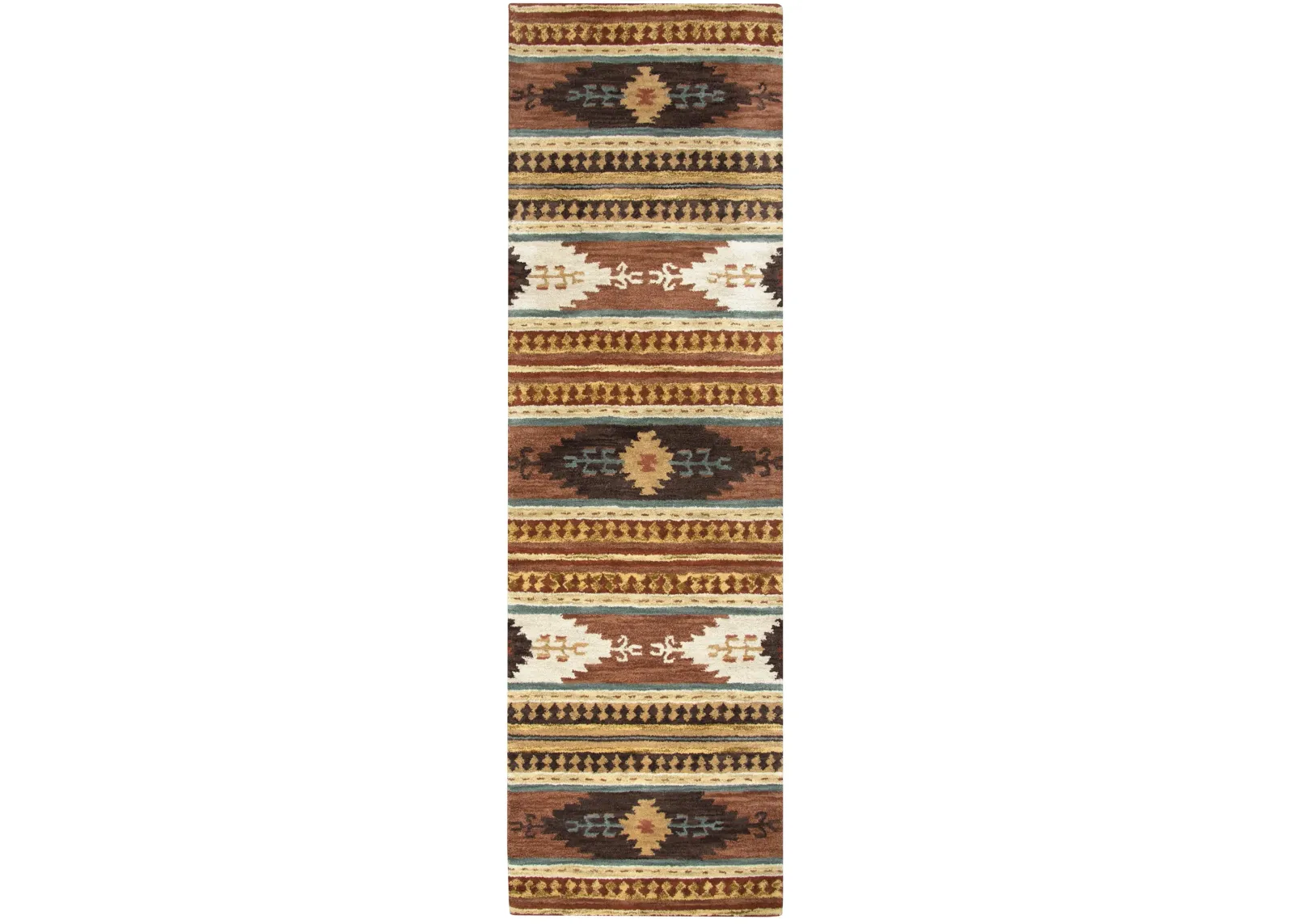 Southwest Rust Southwest/Tribal Wool 2'6" x 8' Runner Rug