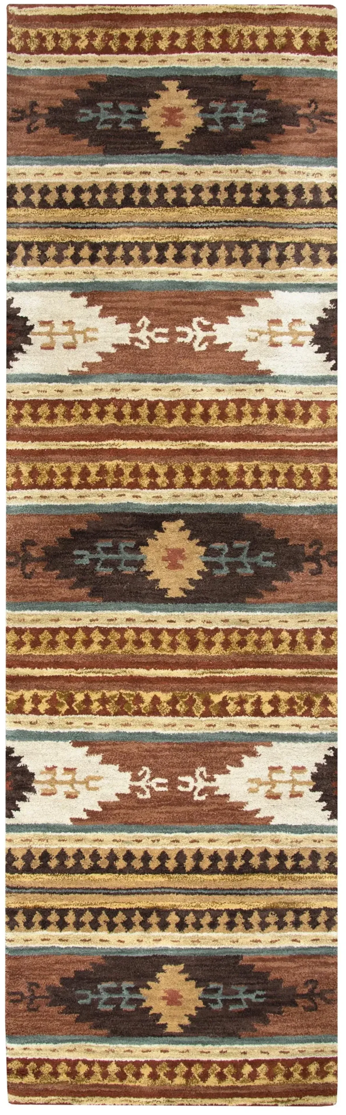 Southwest Rust Southwest/Tribal Wool 2'6" x 8' Runner Rug