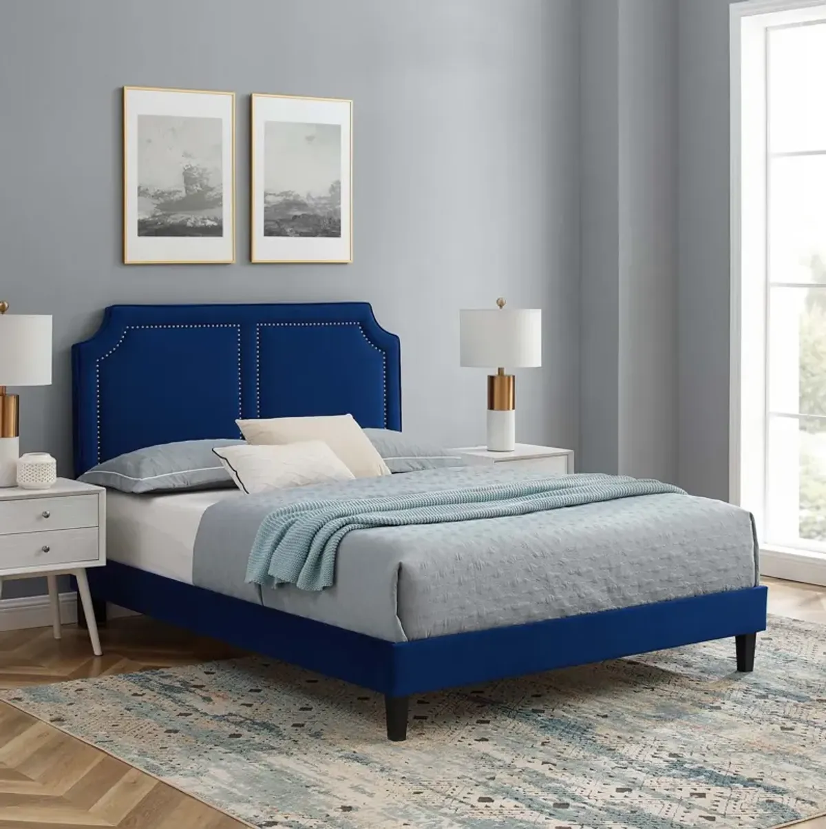 Novi Performance Velvet Queen Bed