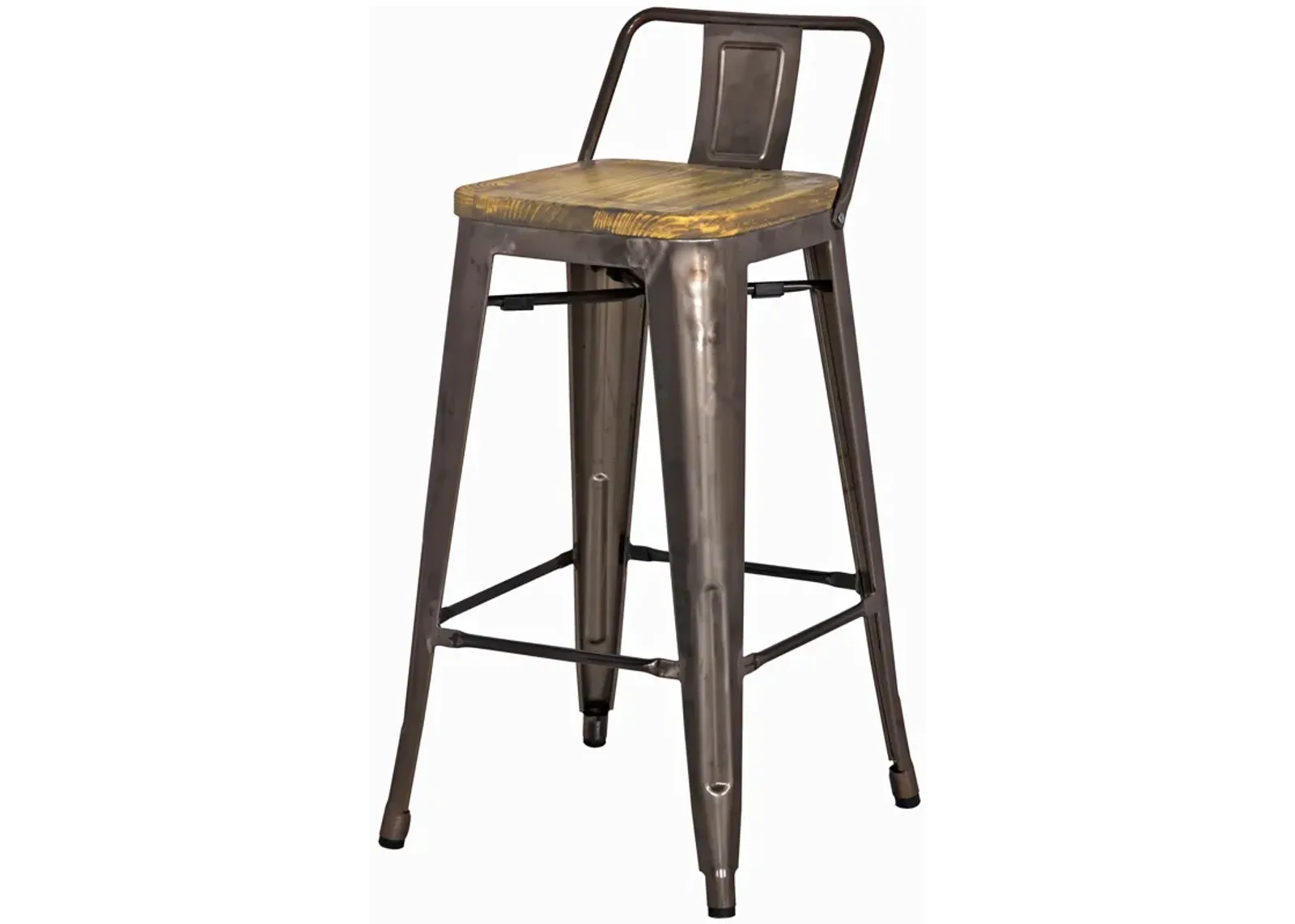 Metropolis Low Back Counter Stool Wood Seat, Gunmetal (Set of 4)