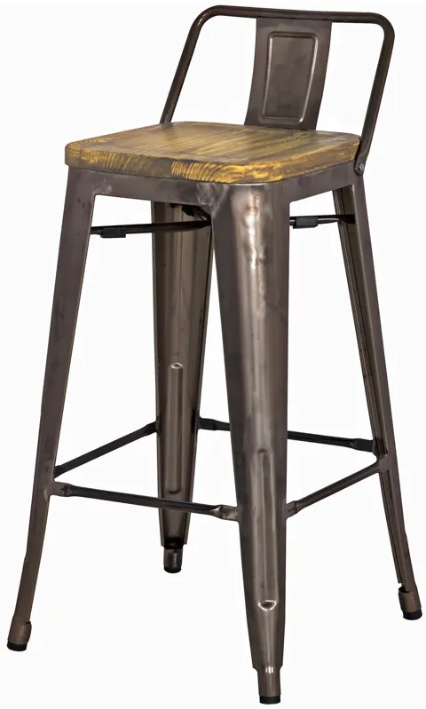 Metropolis Low Back Counter Stool Wood Seat, Gunmetal (Set of 4)