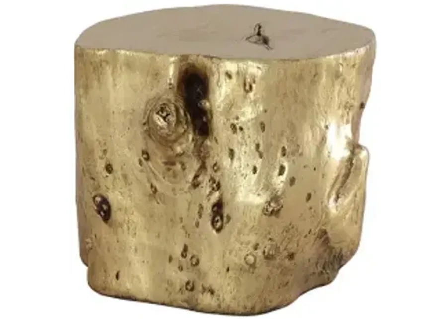 log stool, gold leaf, lg