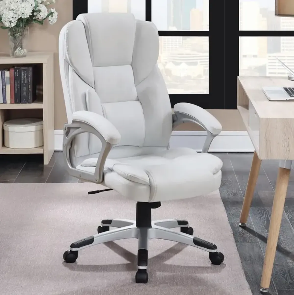 Kaffir Adjustable Height Office Chair White and Silver