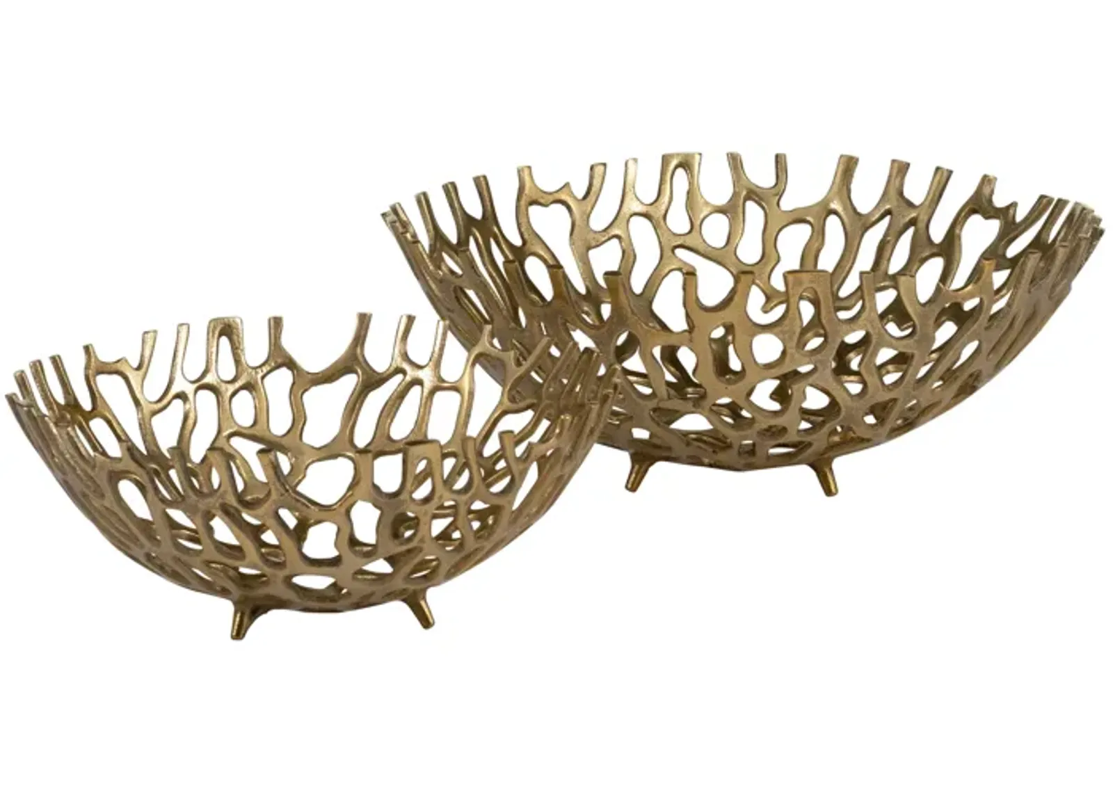 Metal, S/2 14/16" Cut-out Trays, Gold