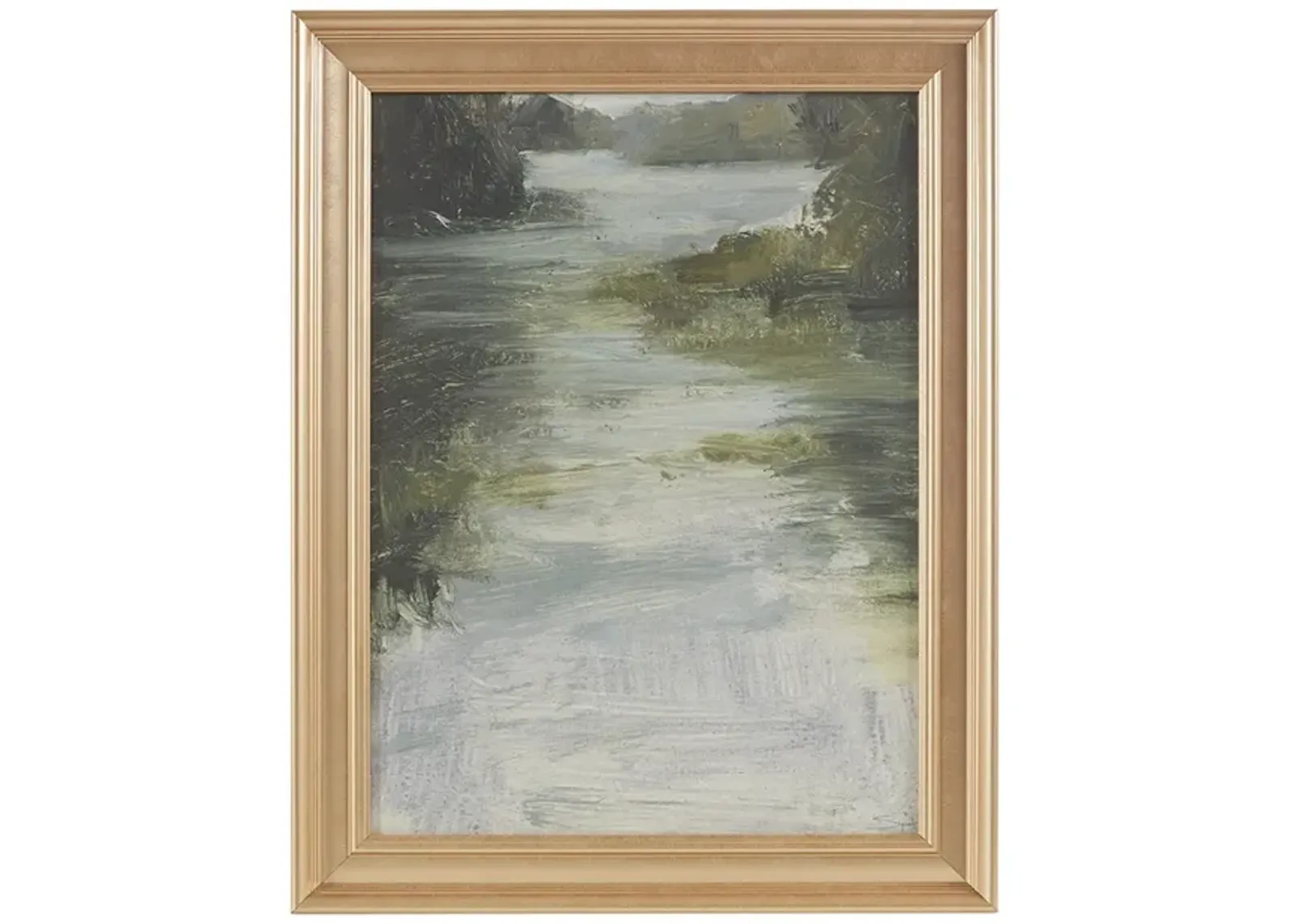 Estuary Abstract Landscape Framed Glass Wall Art