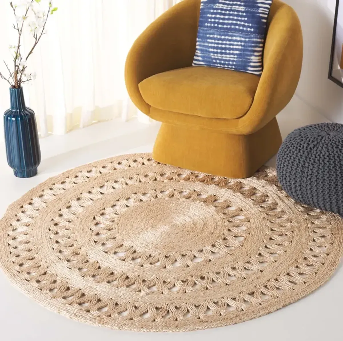 NATURAL FIBER 242 NATURAL 4' x 4' Round Round Rug