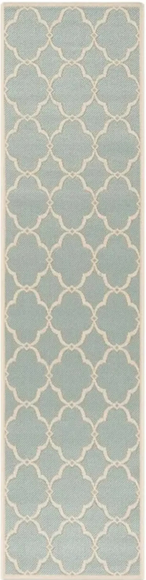 Safavieh BEACH HOUSE Collection BHS125K-28 Aqua / Cream 2'-2" X 8'