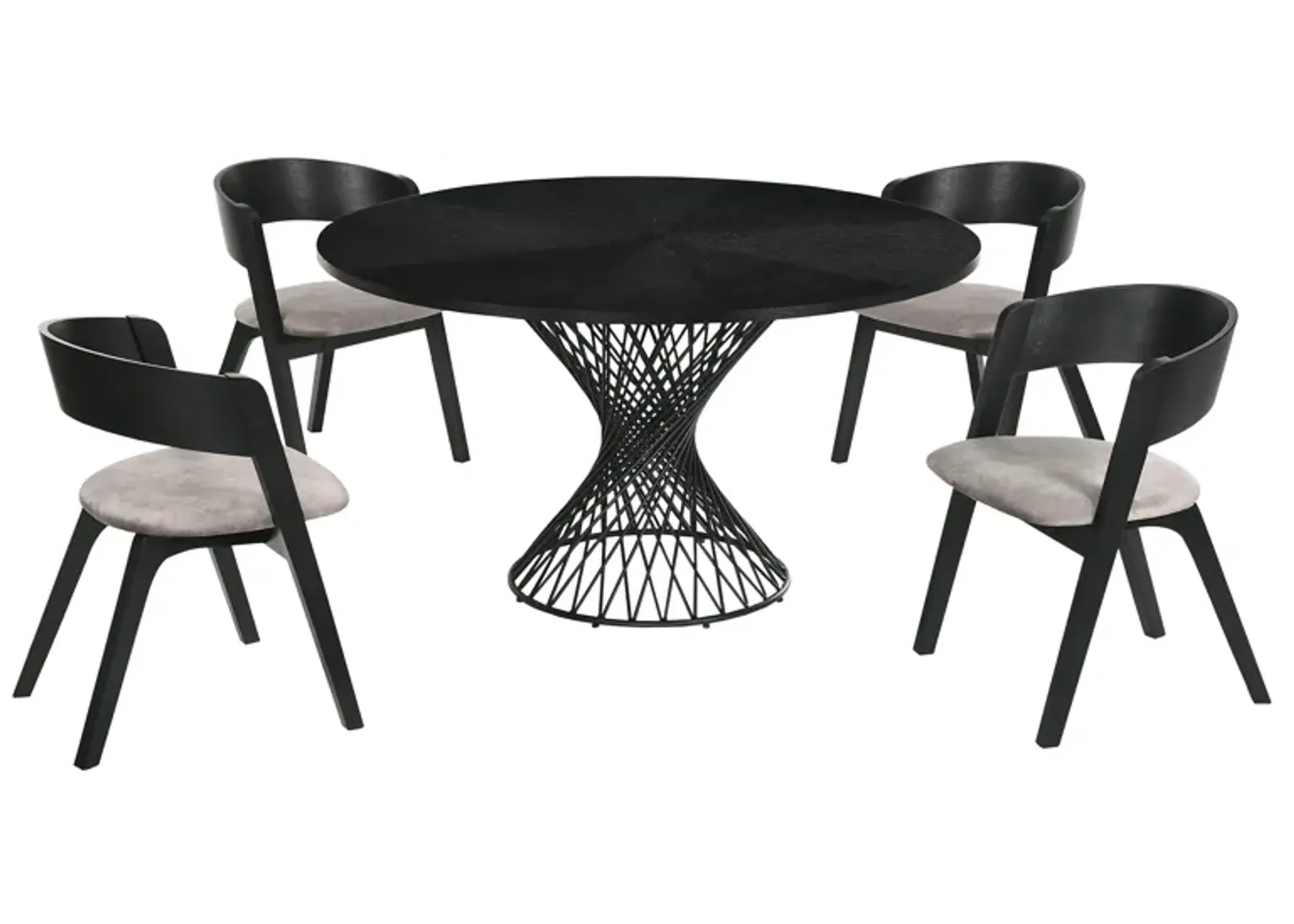 Cirque and Jackie 5 Piece Black Round Dining Set