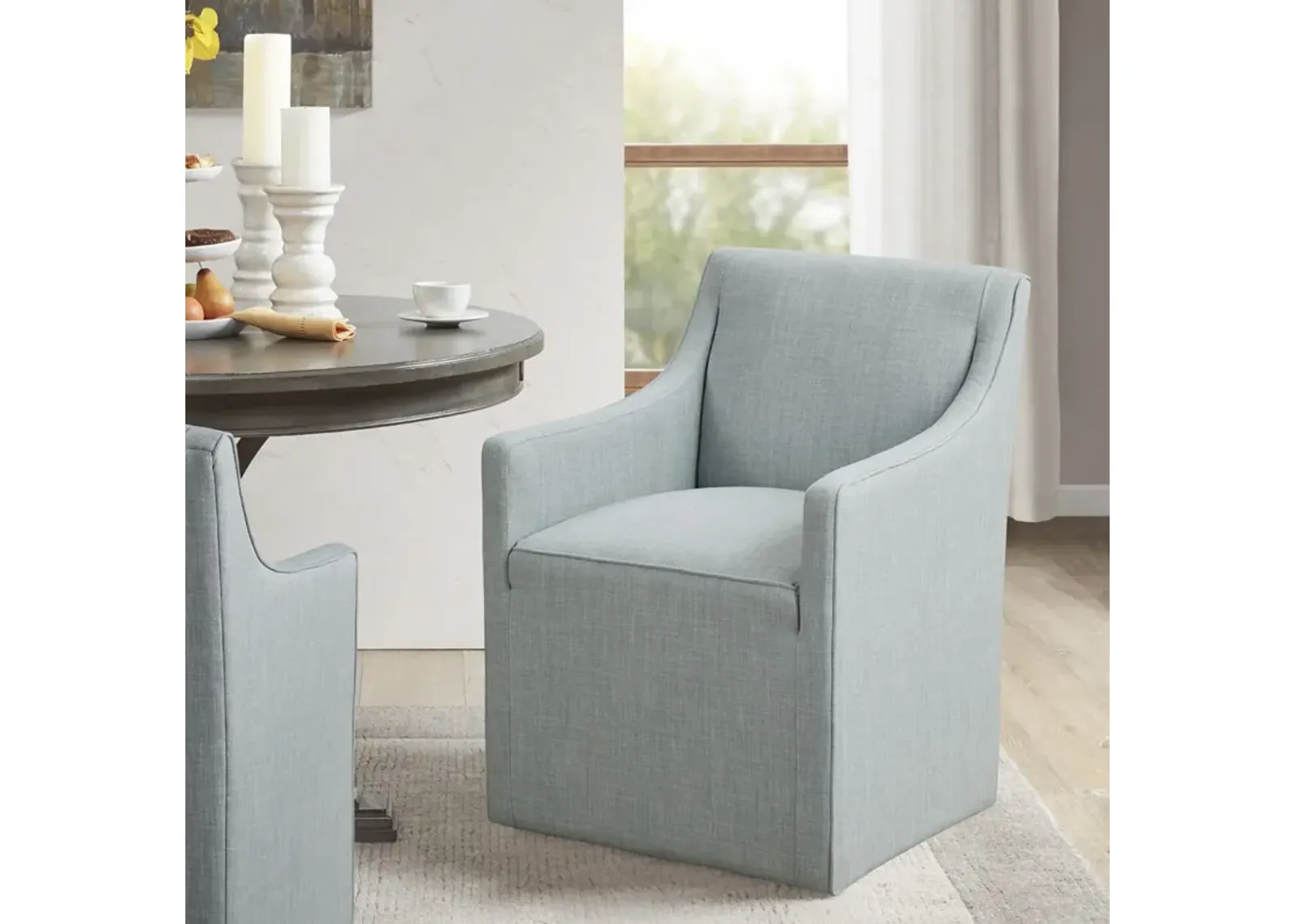 Charlotte Skirted Dining Arm Chair with Casters