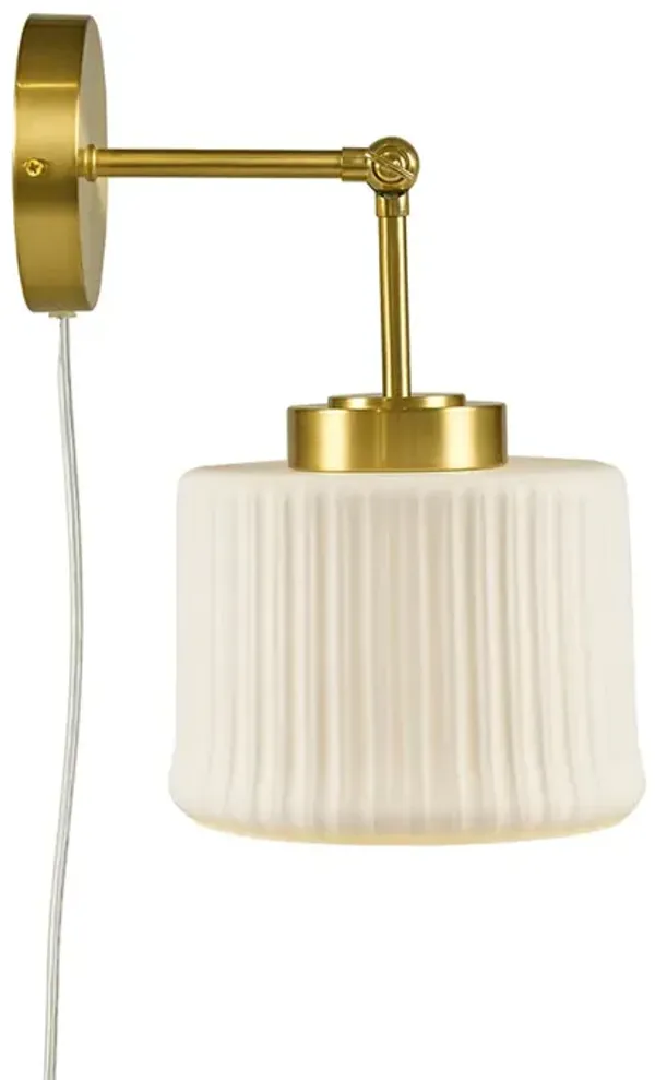 White Ceramic Wall Sconce with Adjustable Swing Arm