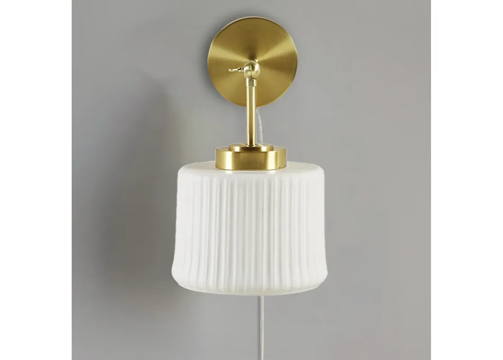 White Ceramic Wall Sconce with Adjustable Swing Arm