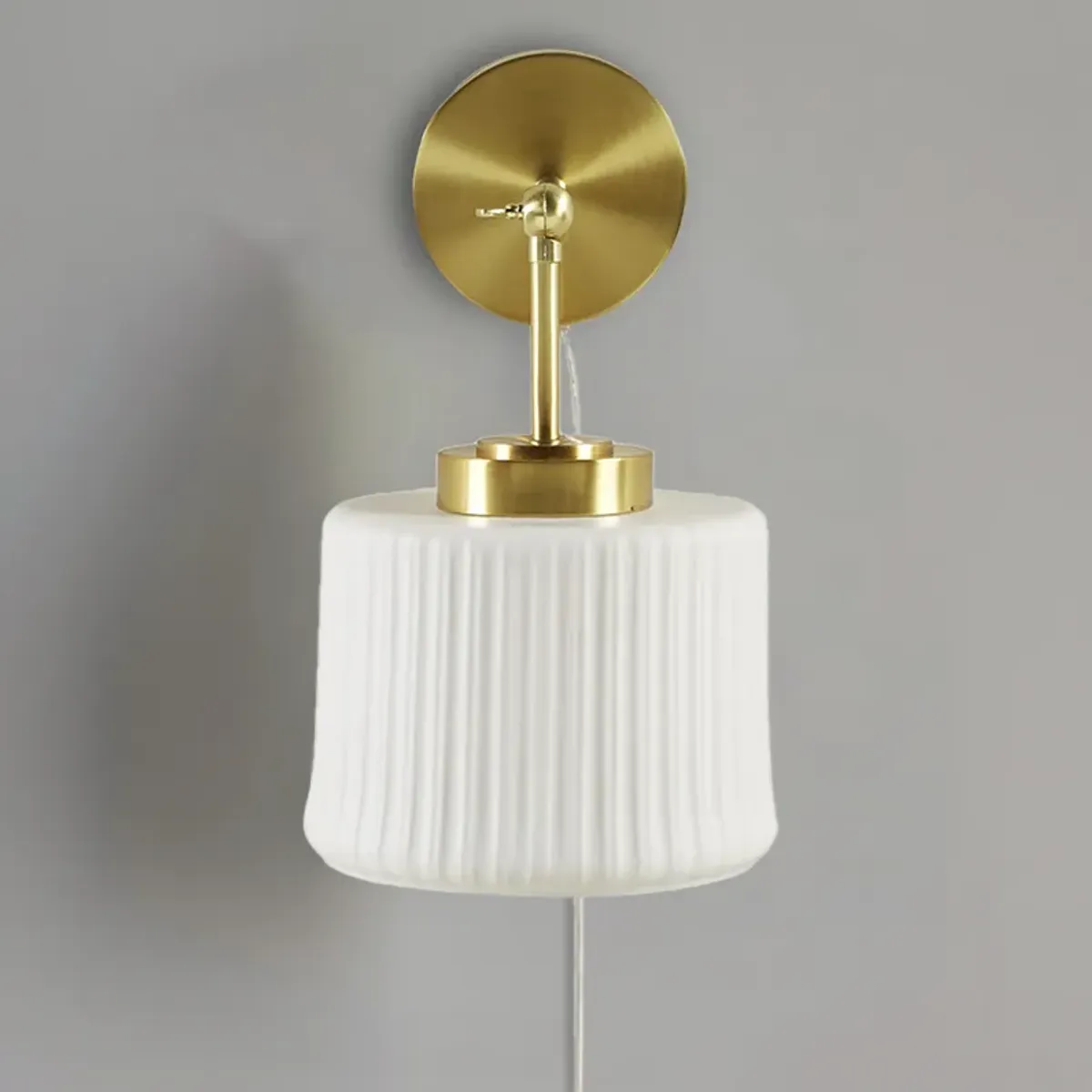 White Ceramic Wall Sconce with Adjustable Swing Arm