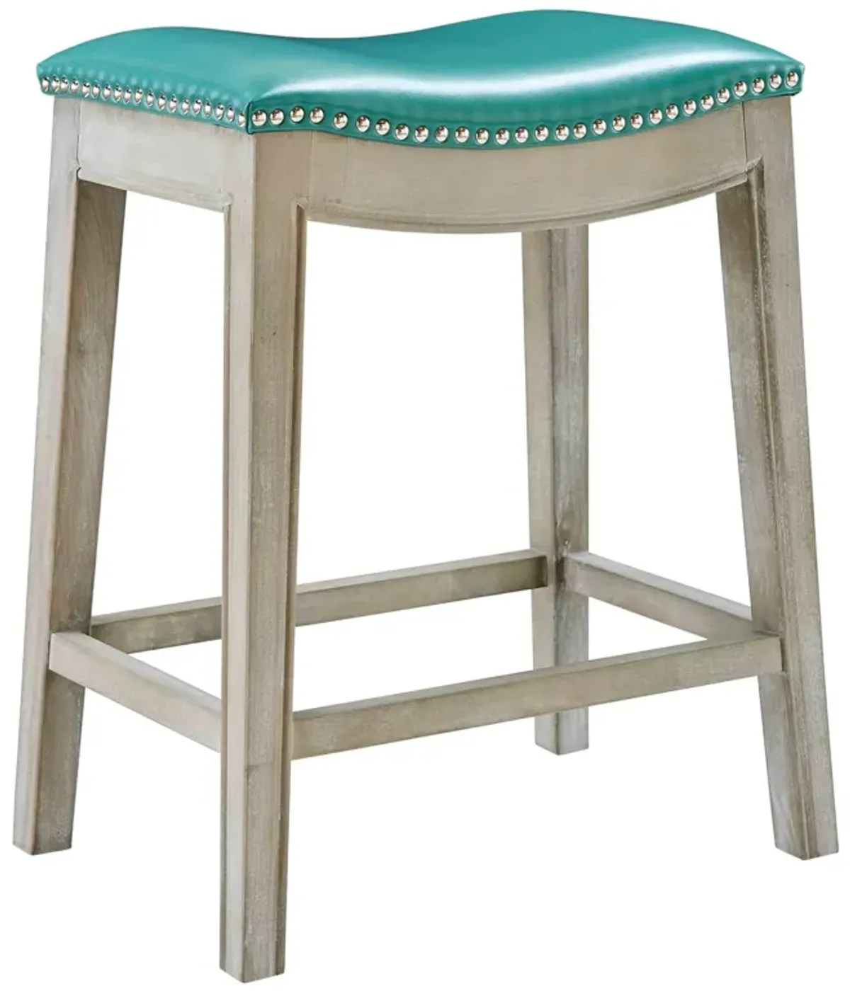 Elmo KD Bonded Leather Counter Stool Mystique Gray Frame, Turquoise