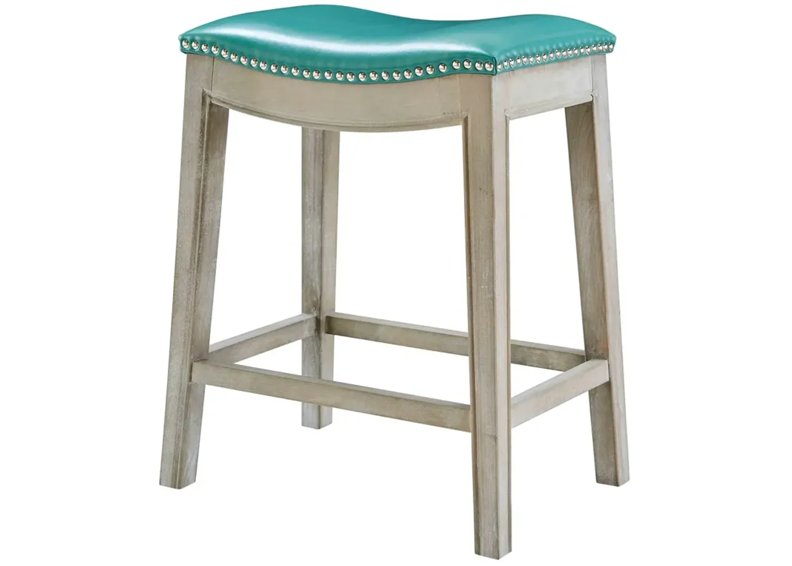 Elmo KD Bonded Leather Counter Stool Mystique Gray Frame, Turquoise