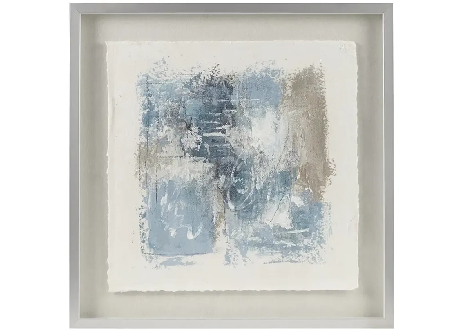 Madison Park Ashlar Blue Hand Painted Abstract Framed Glass and Matted Wall Art