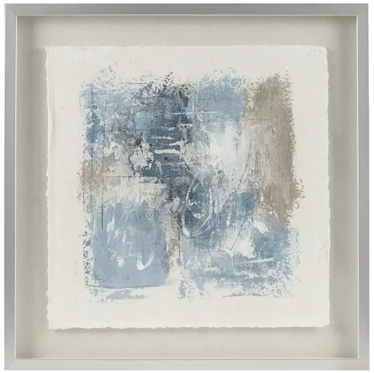 Madison Park Ashlar Blue Hand Painted Abstract Framed Glass and Matted Wall Art