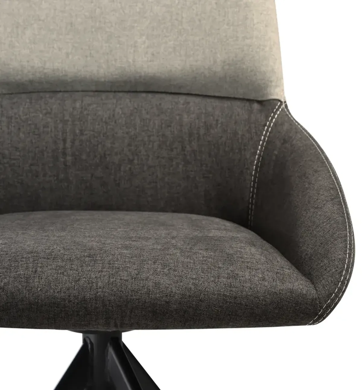 Maverick Swivel Upholstered Dining Chair in Two-Tone Fabric Gray with Black Metal Legs - Set of 2