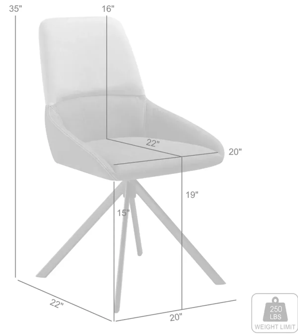 Maverick Swivel Upholstered Dining Chair in Two-Tone Fabric Gray with Black Metal Legs - Set of 2